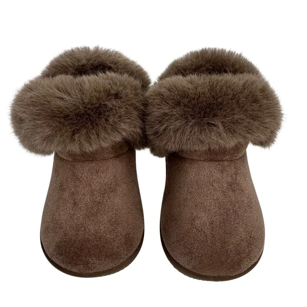 Hao Duo Lai Warm Brown‎ Faux Sued Boots Faux Fur Lined Baby Size 2